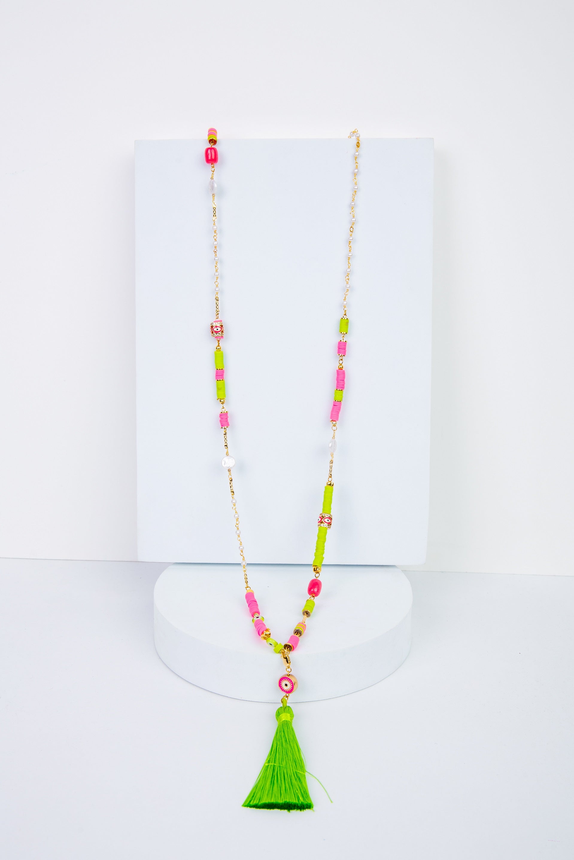 Aura-D Necklace in 
Lime + Hot pink