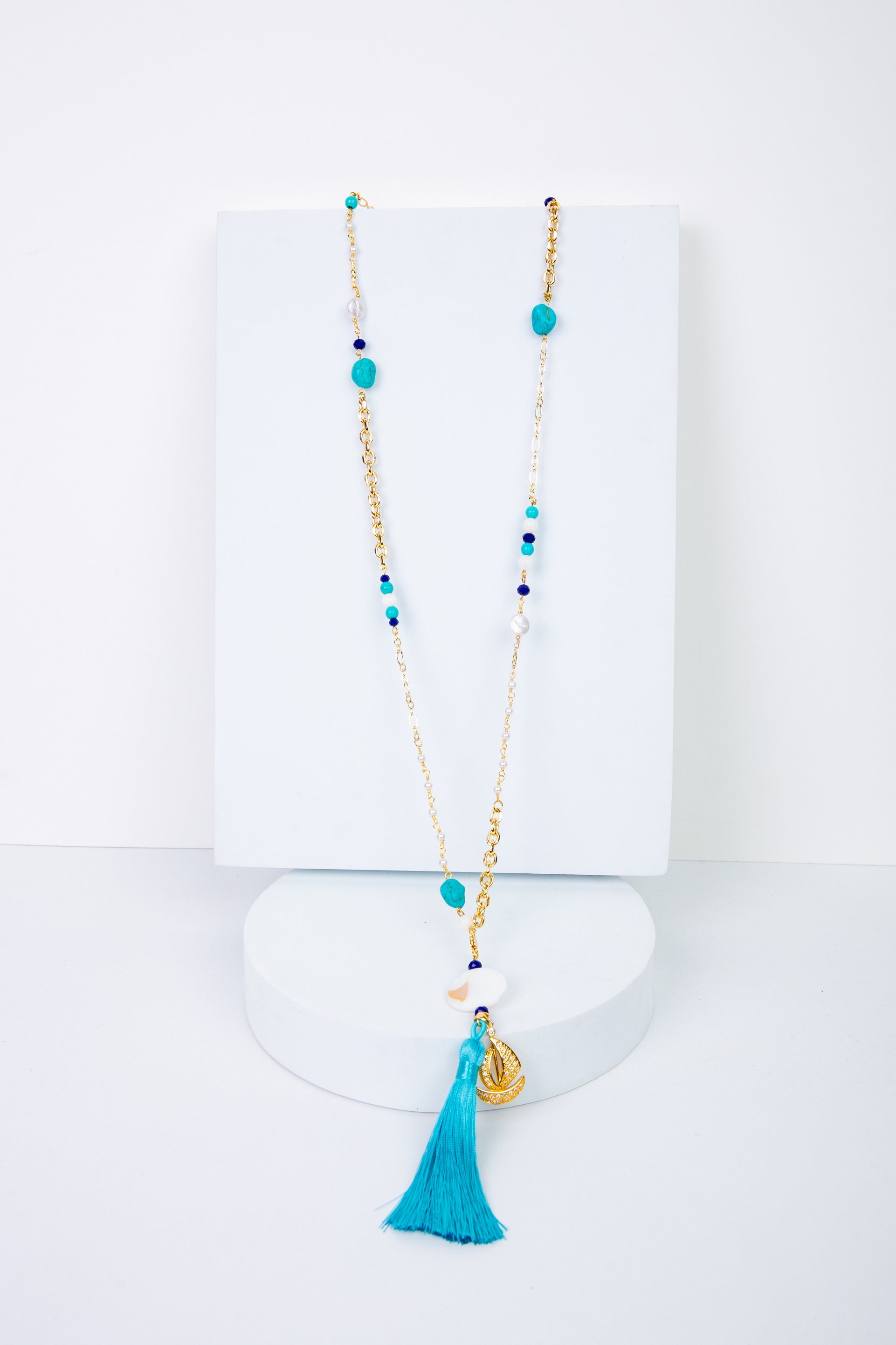 Aura-D Necklace in 
Aqua + Navy Blue
