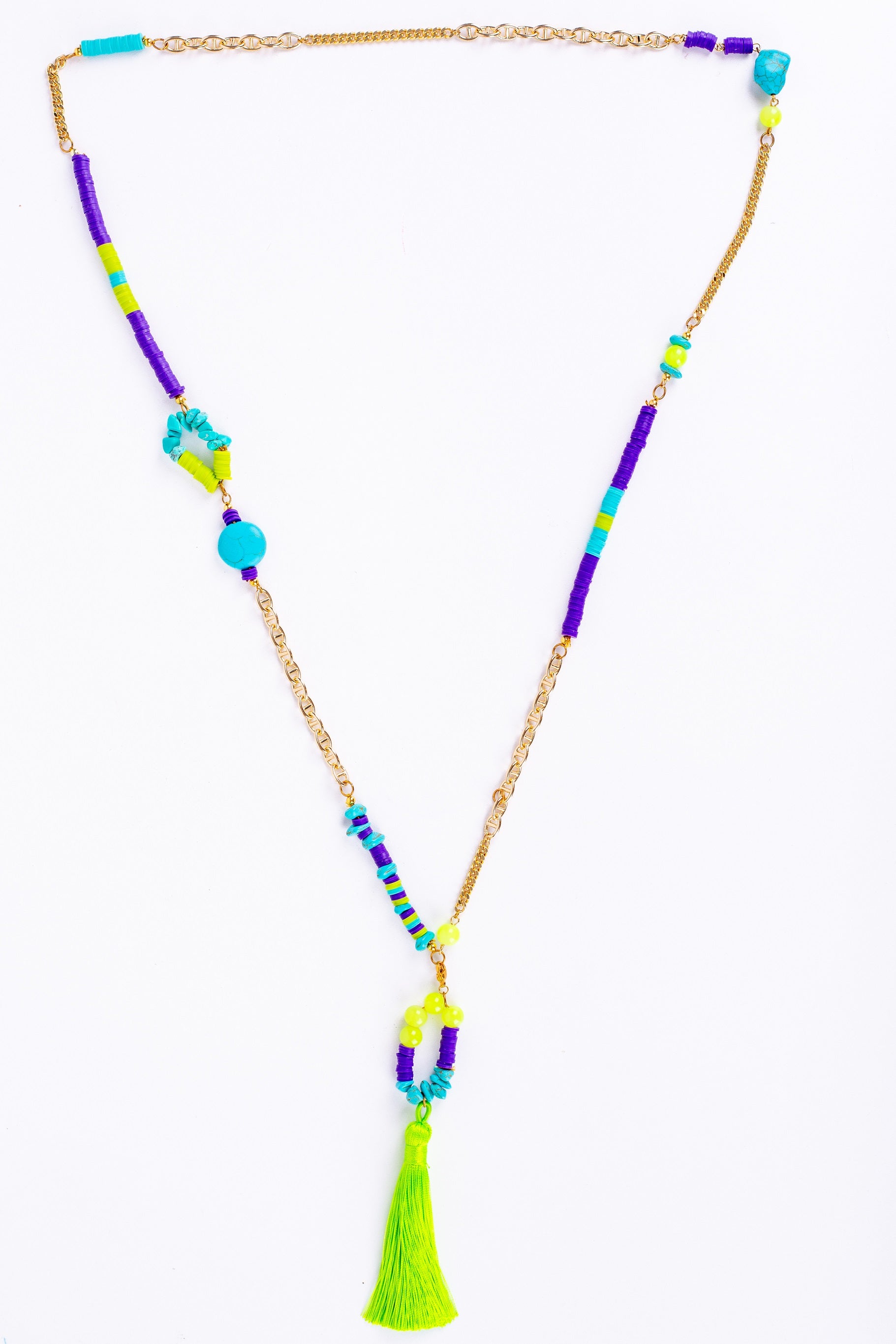 Aura-T Necklace in 
Aqua + Lime + Purple