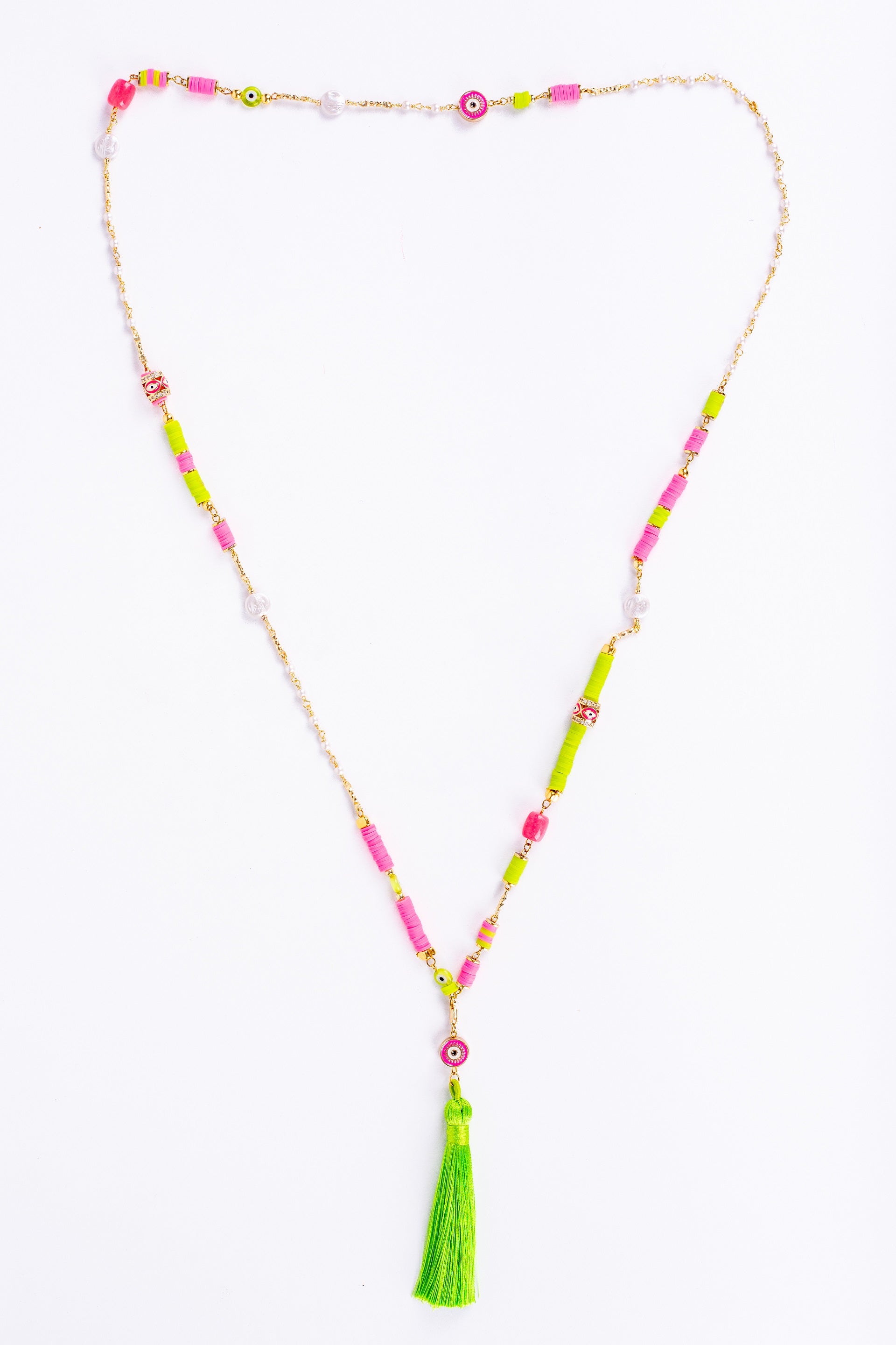 Aura-D Necklace in 
Lime + Hot pink