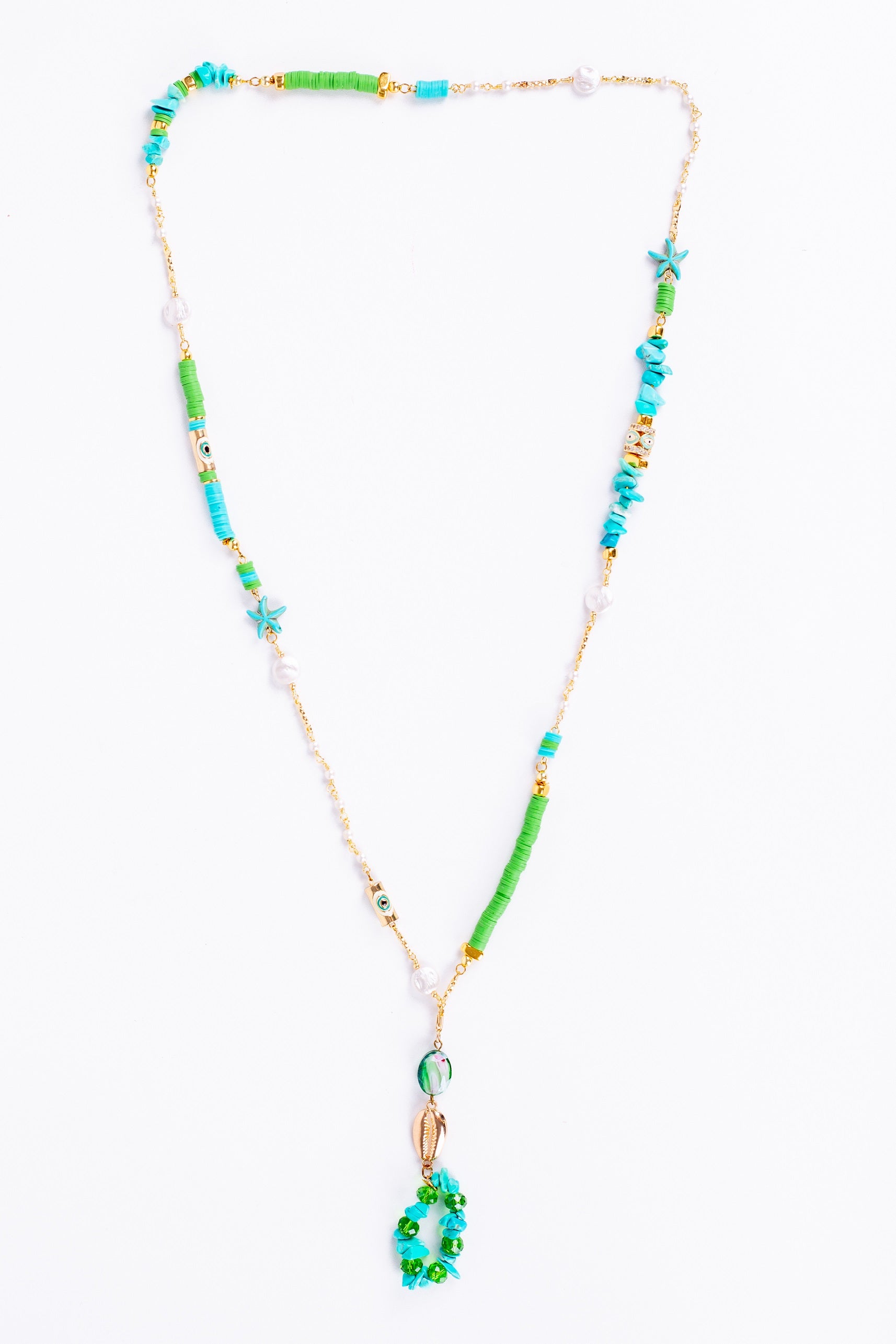 Aura-D Necklace in 
Aqua + Grass green