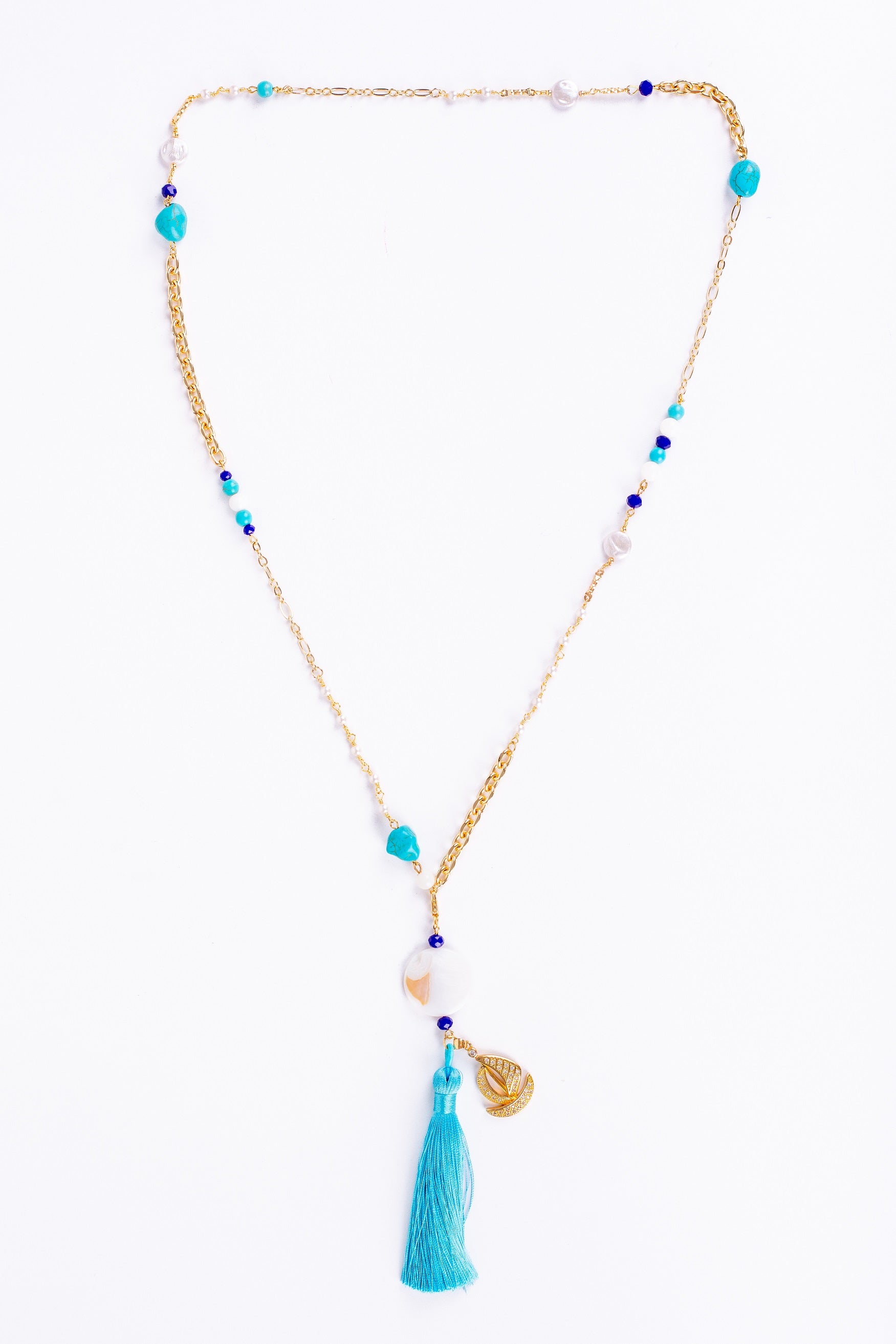 Aura-D Necklace in 
Aqua + Navy Blue