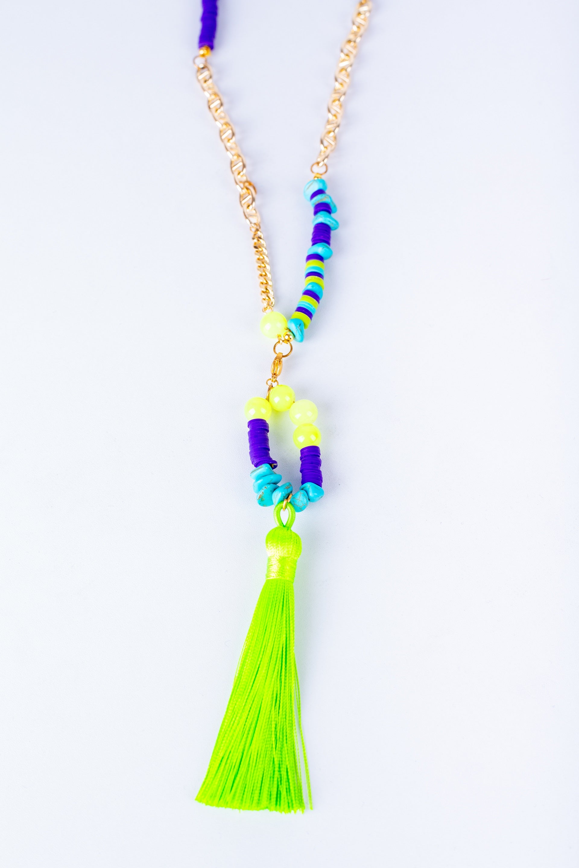 Aura-T Necklace in 
Aqua + Lime + Purple