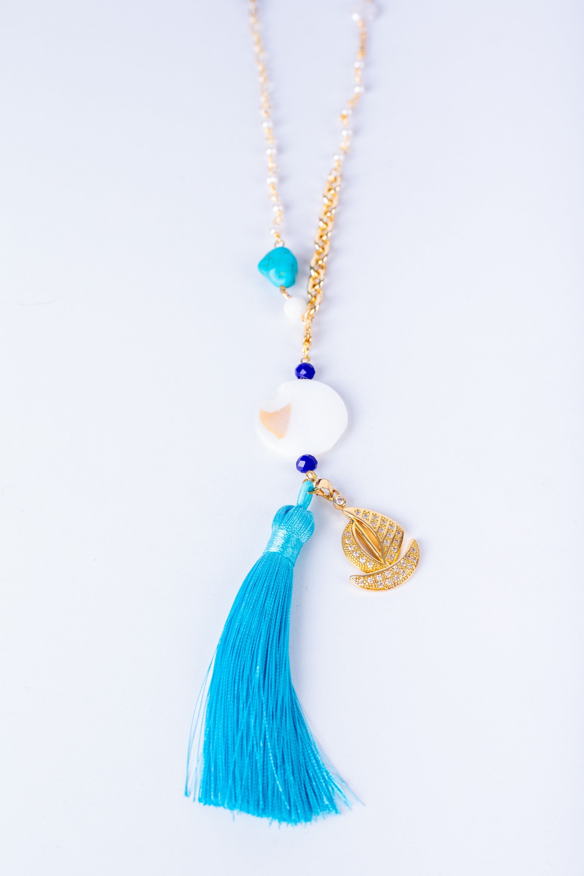 Aura-D Necklace in 
Aqua + Navy Blue