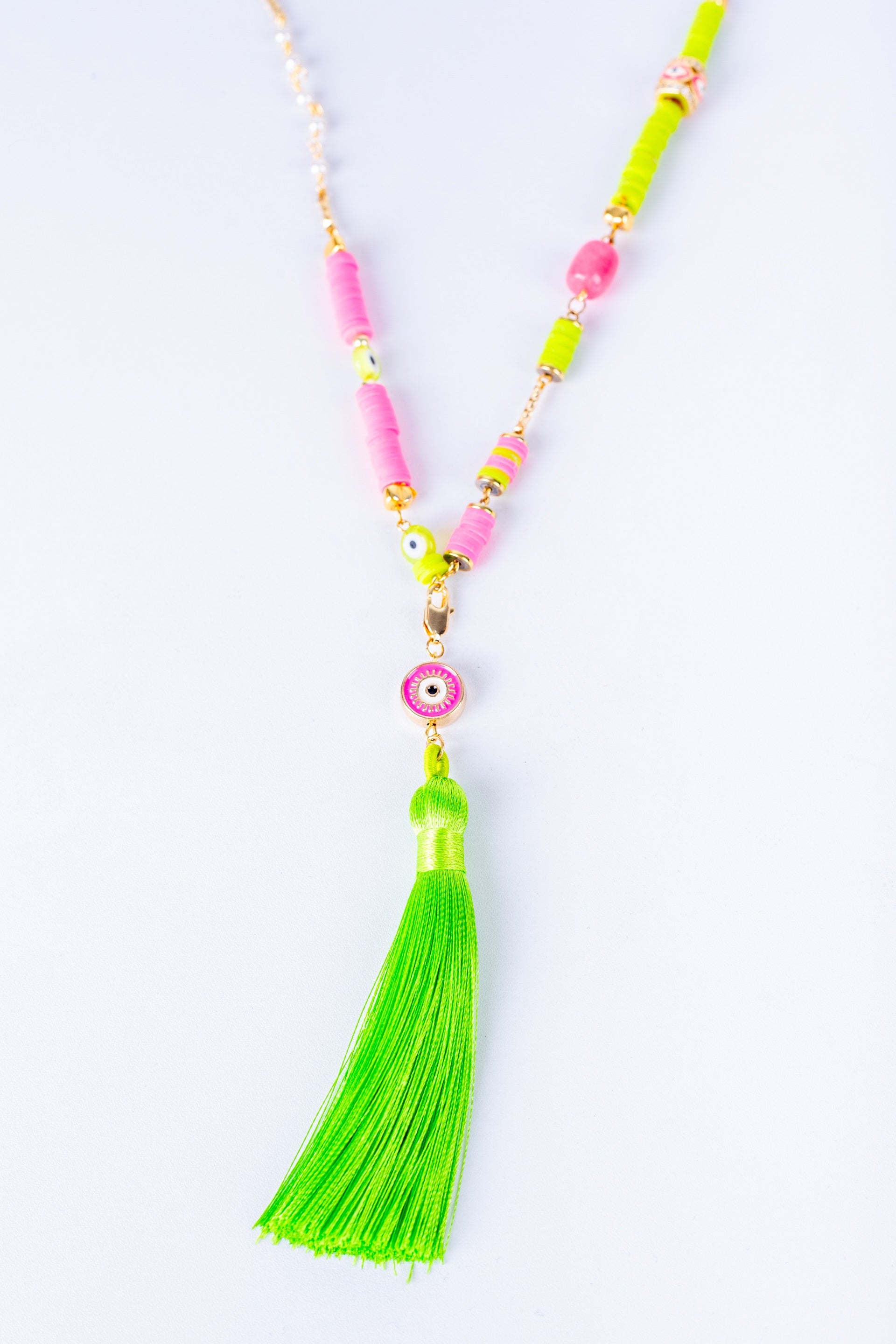 Aura-D Necklace in 
Lime + Hot pink