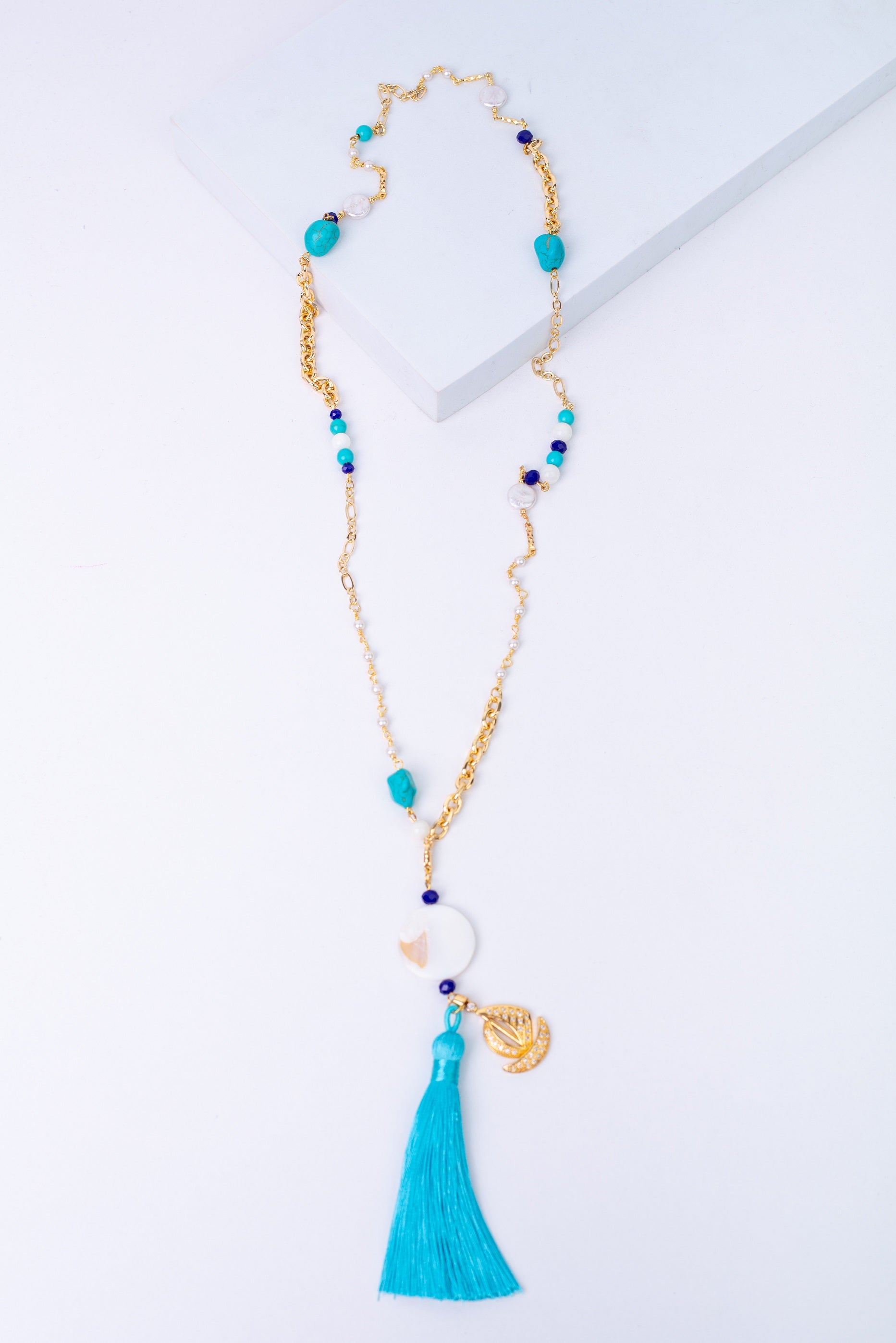 Aura-D Necklace in 
Aqua + Navy Blue