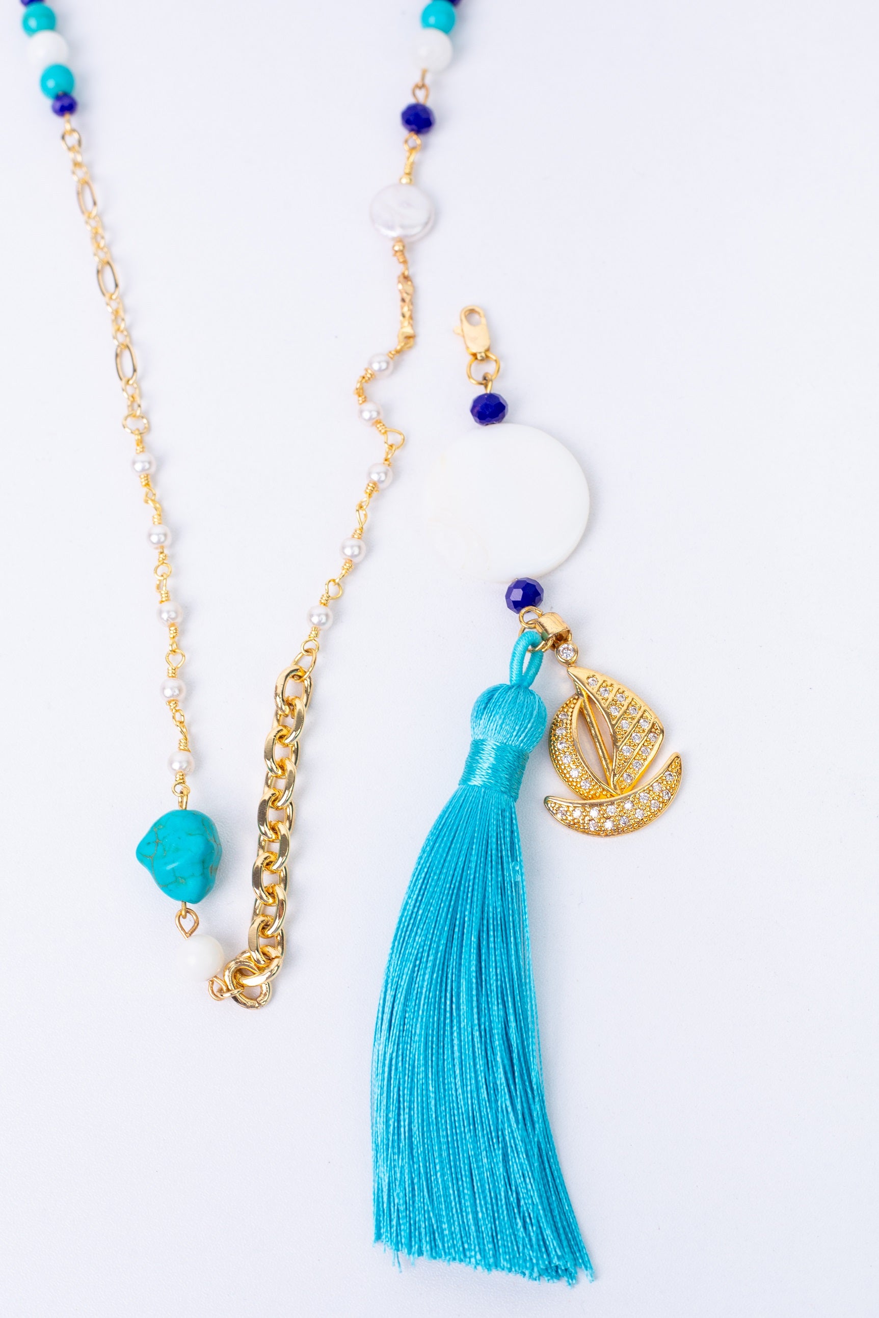 Aura-D Necklace in 
Aqua + Navy Blue