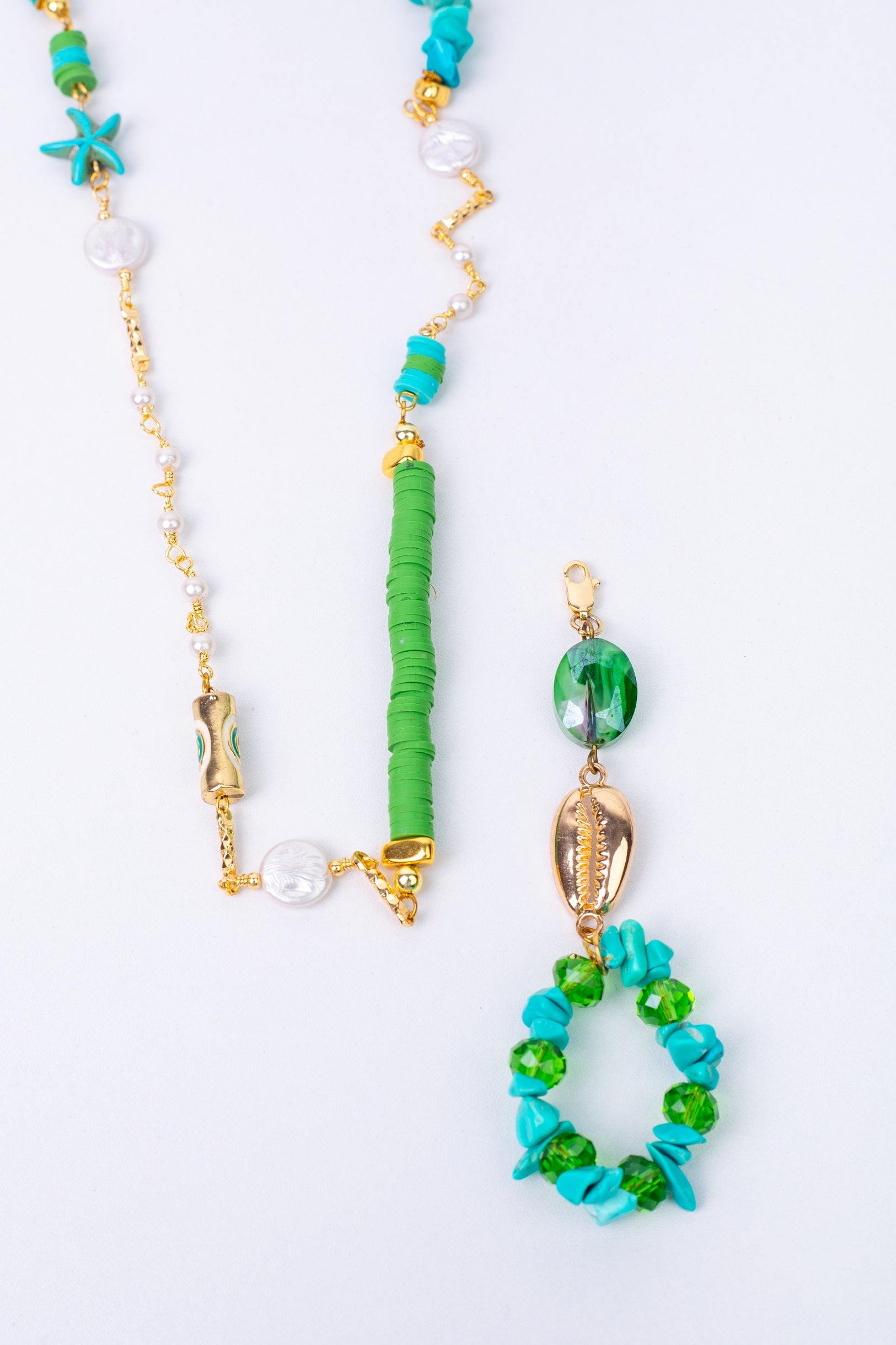 Aura-D Necklace in 
Aqua + Grass green