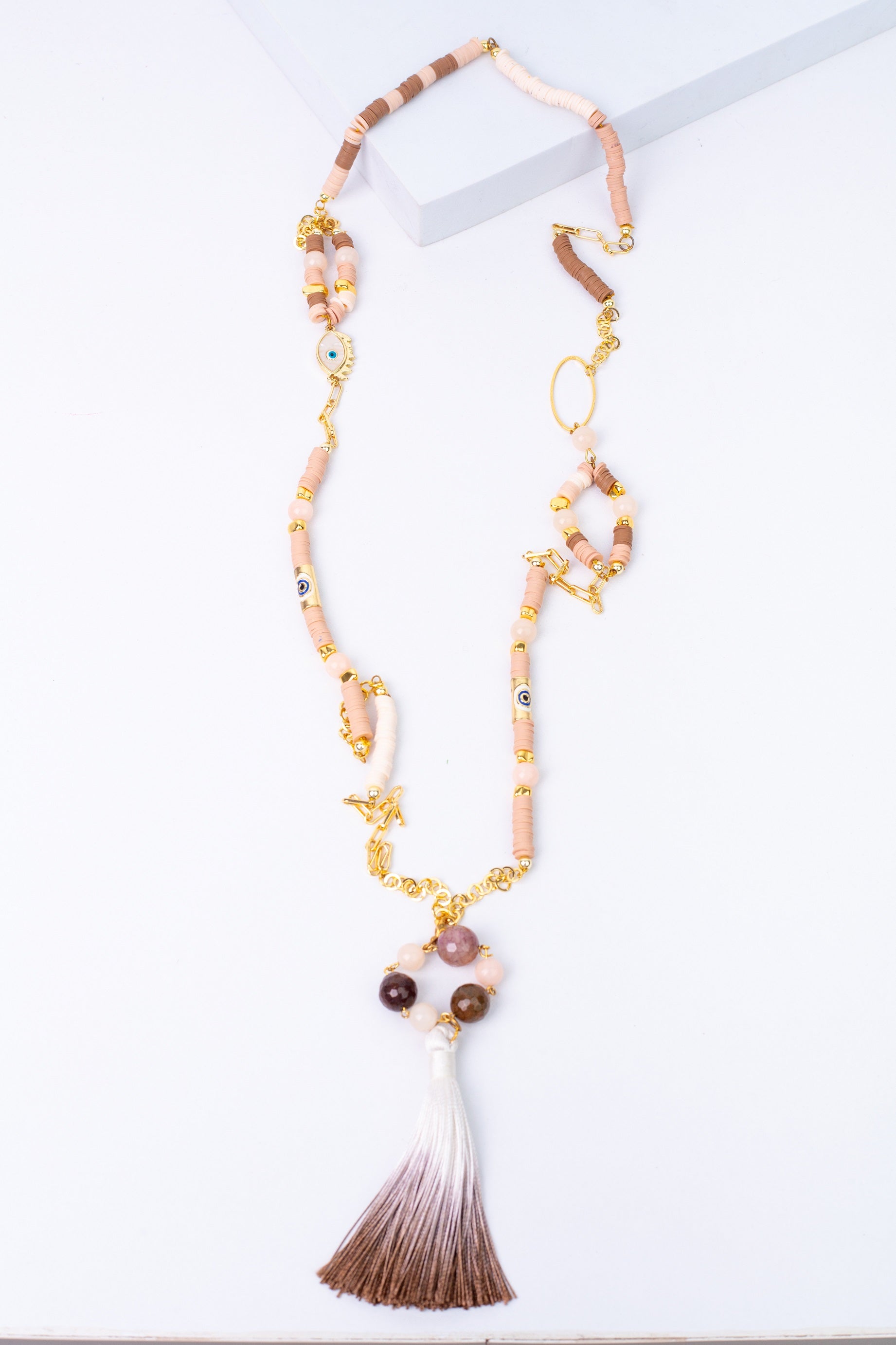 Aura-T Necklace in 
Nude Beige + Brown + Nude Pink