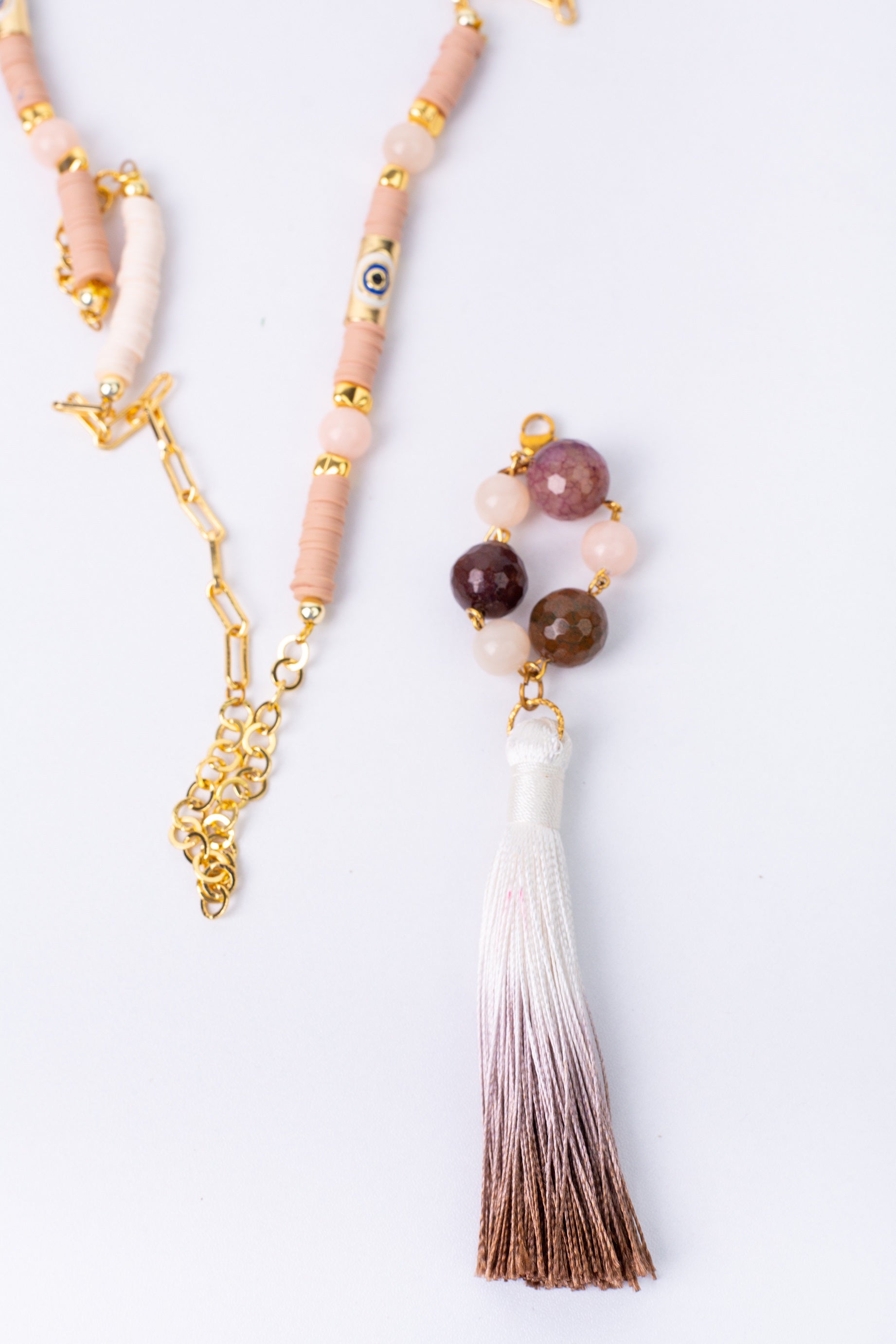 Aura-T Necklace in 
Nude Beige + Brown + Nude Pink
