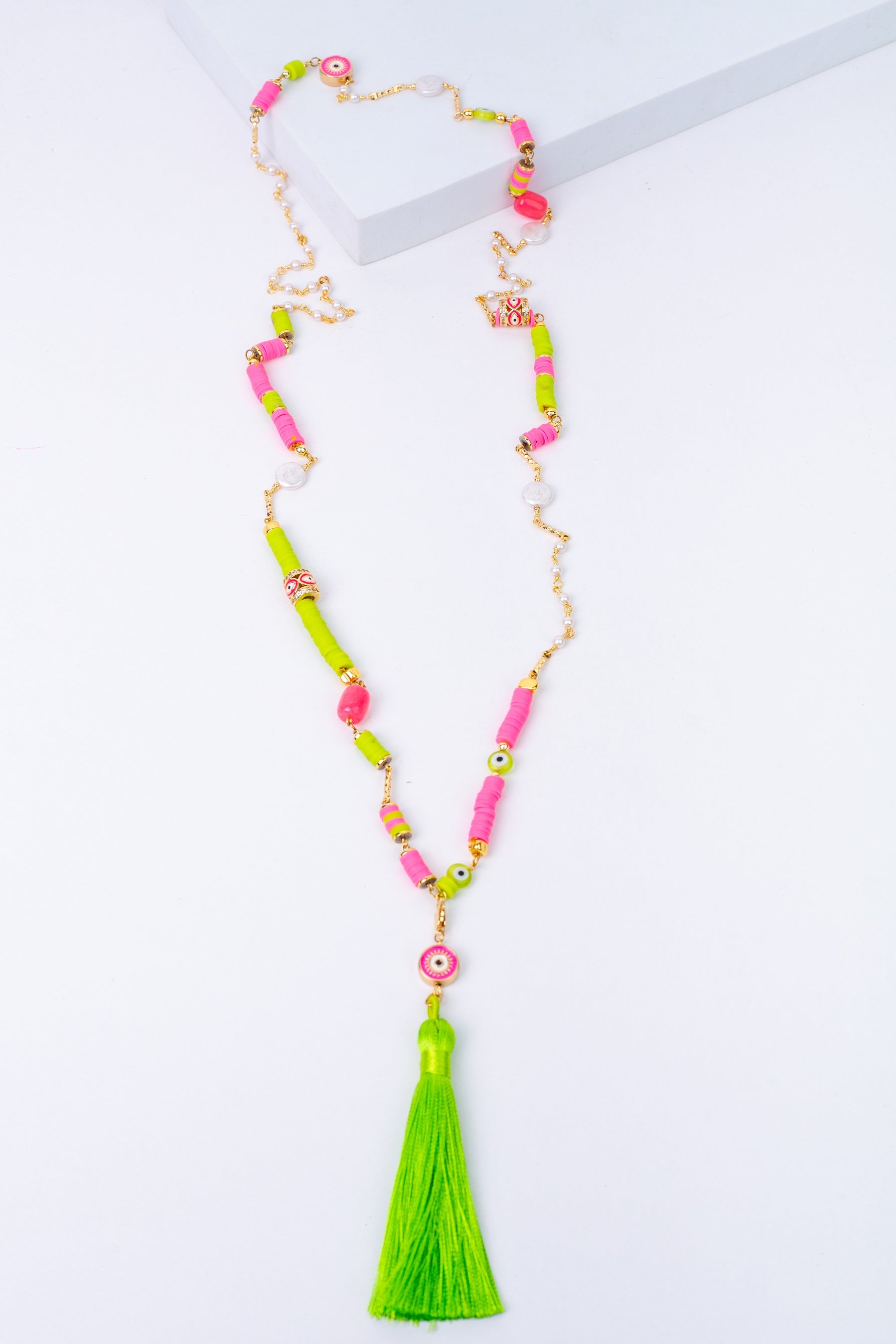 Aura-D Necklace in 
Lime + Hot pink