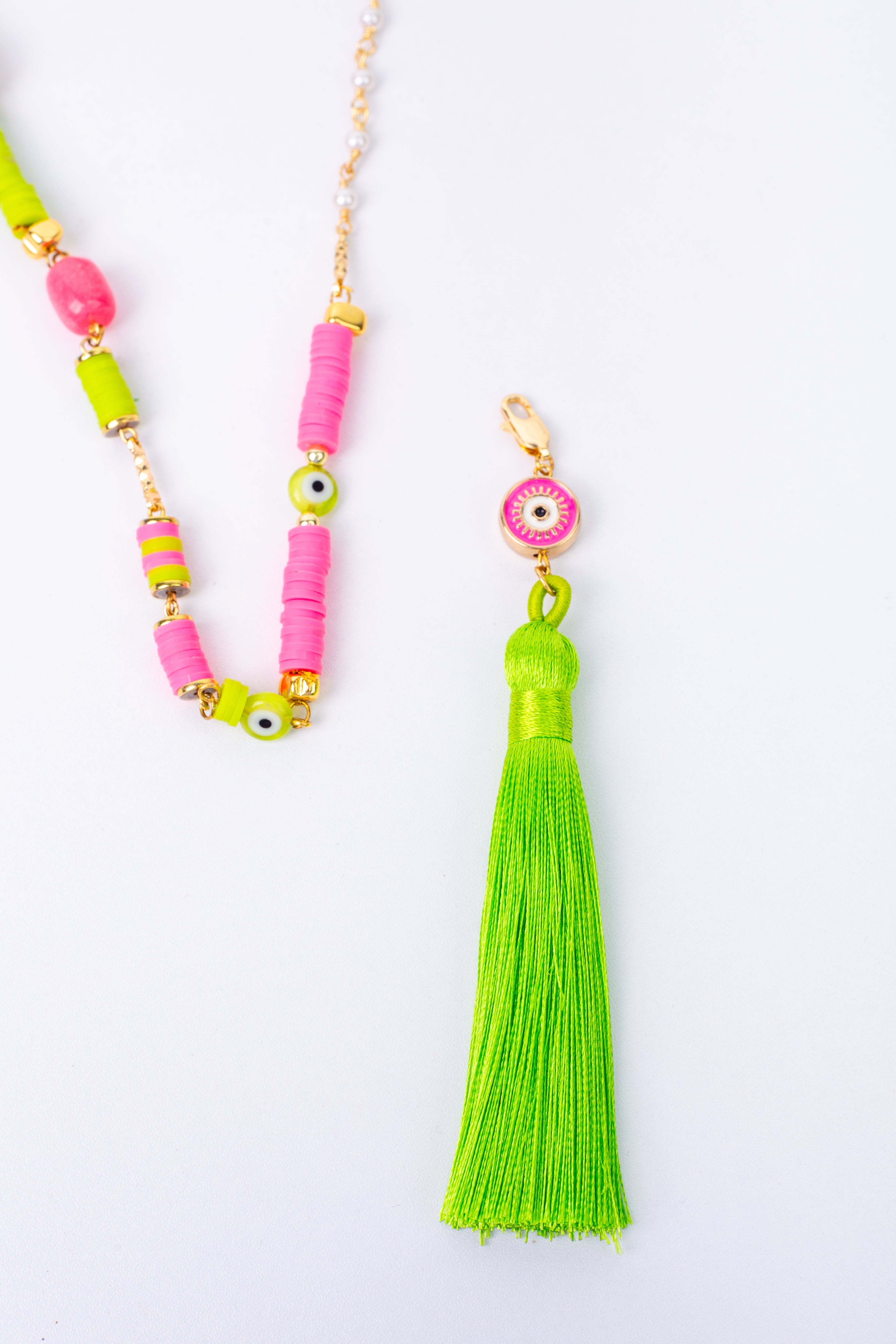 Aura-D Necklace in 
Lime + Hot pink