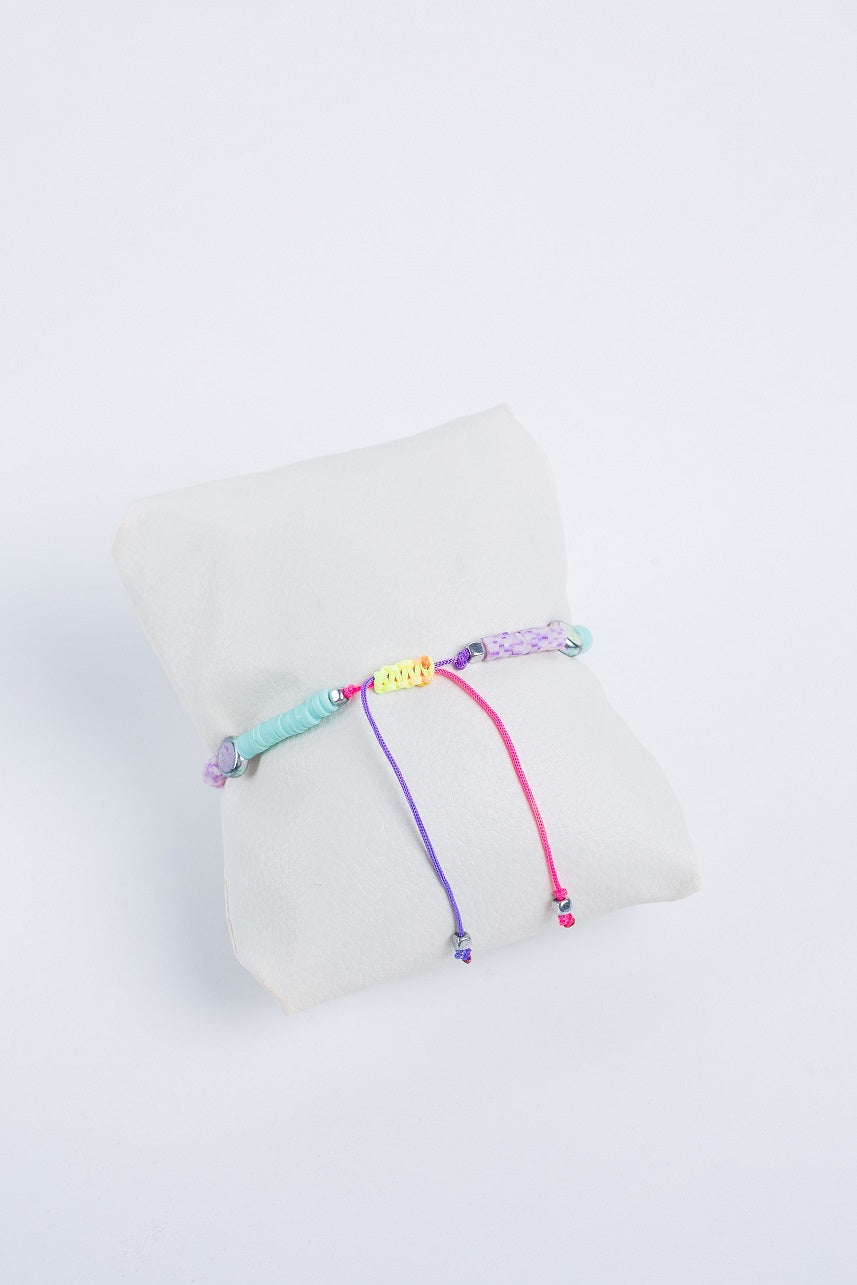 Daisy Ankelet in dashes in yellow + aqua