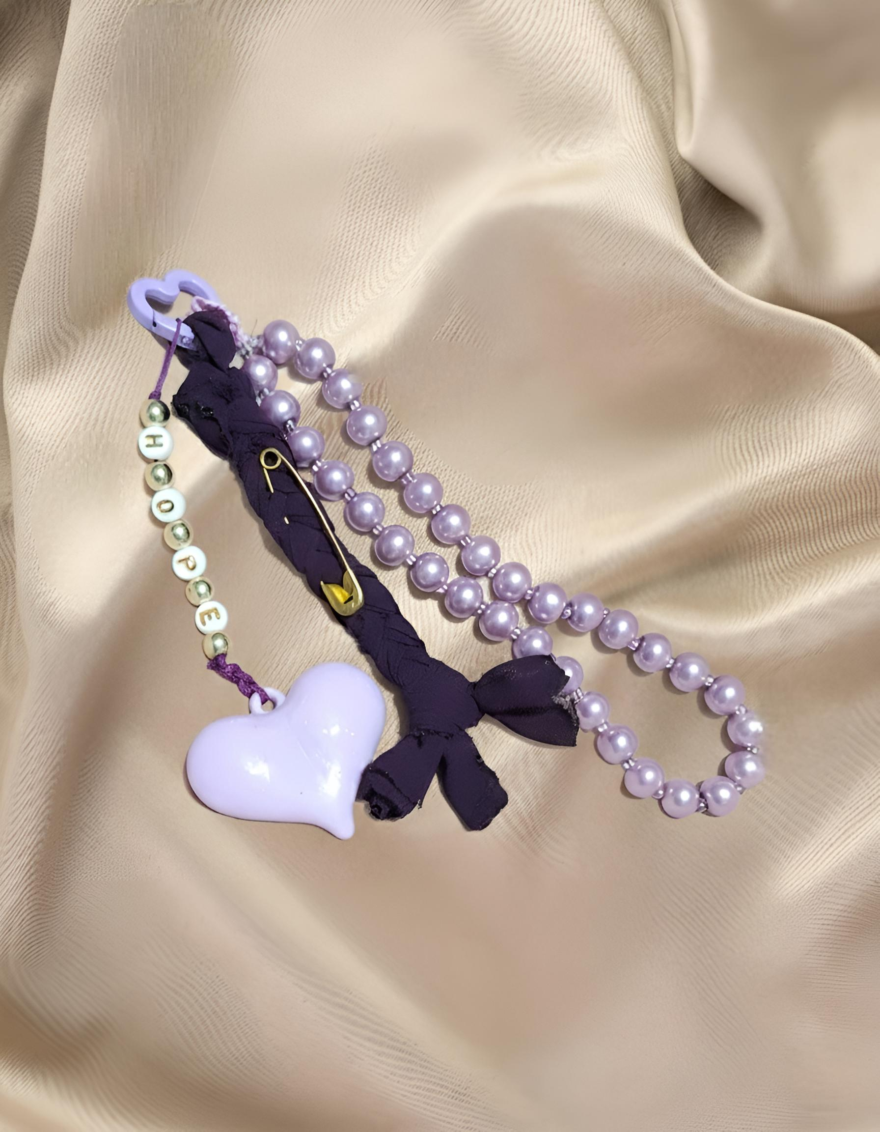 HOPE Bag Charm in Purple and Gold