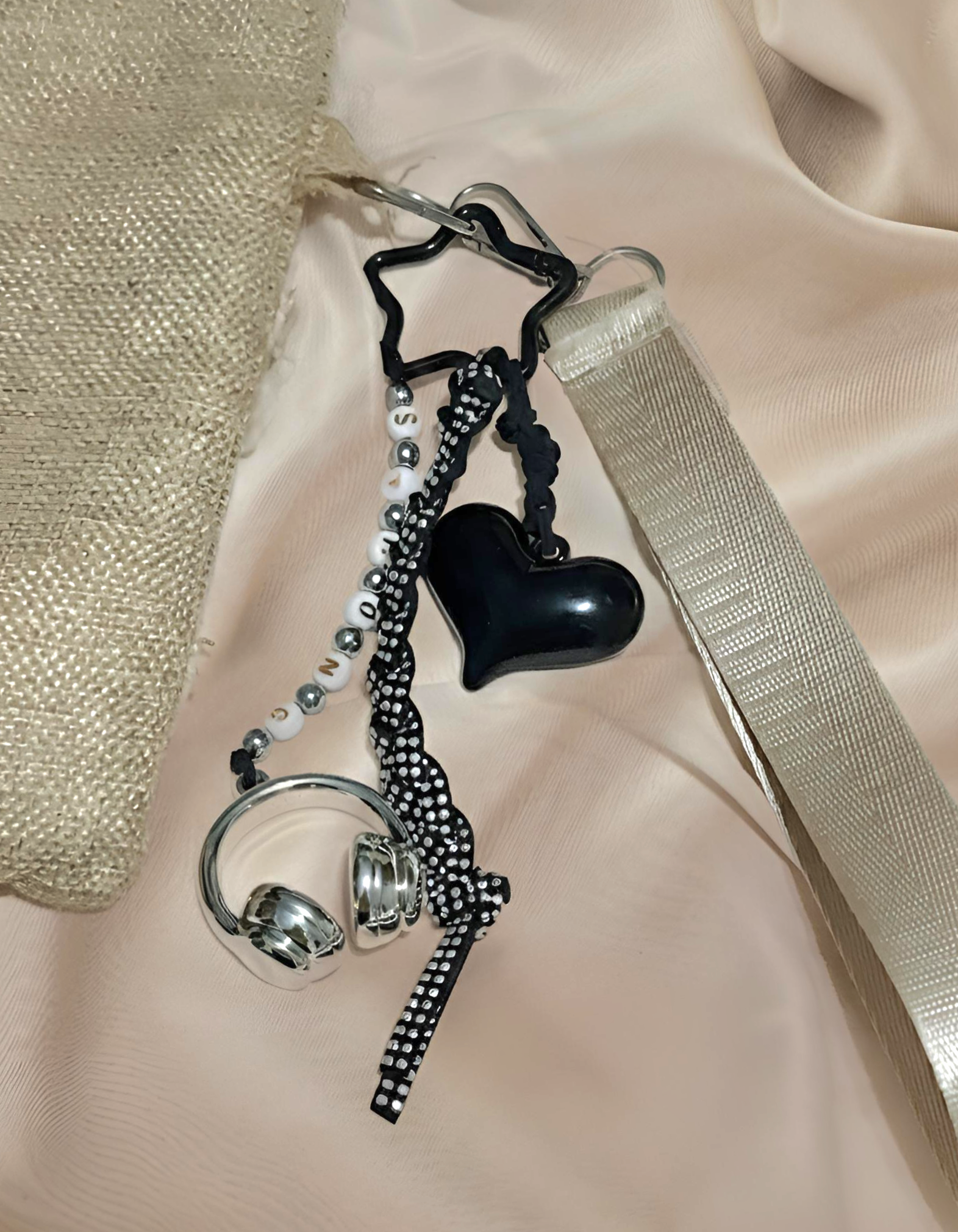 STRONGE Bag Charm in Black and Silver