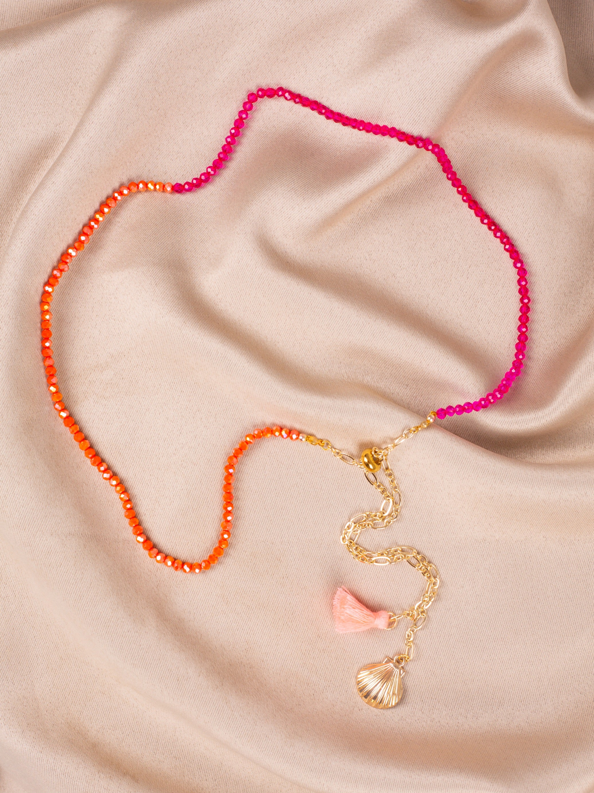 Bareeq Necklace in Orange and Hot Pink
