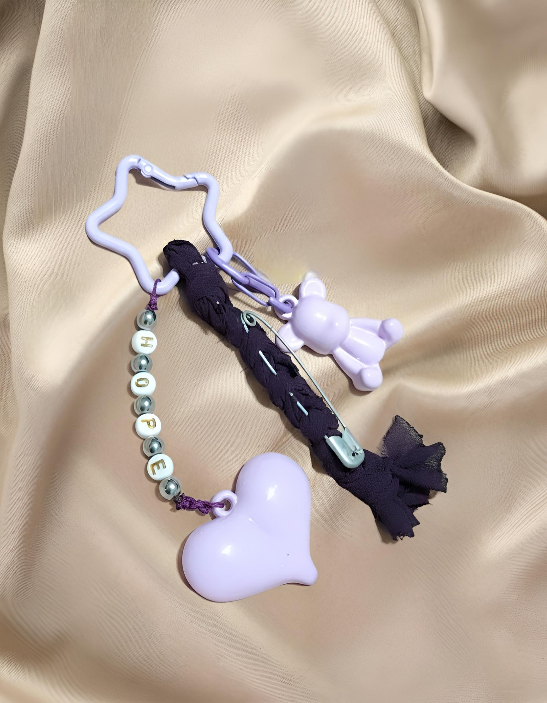 HOPE Bag Charm in Purple and Silver