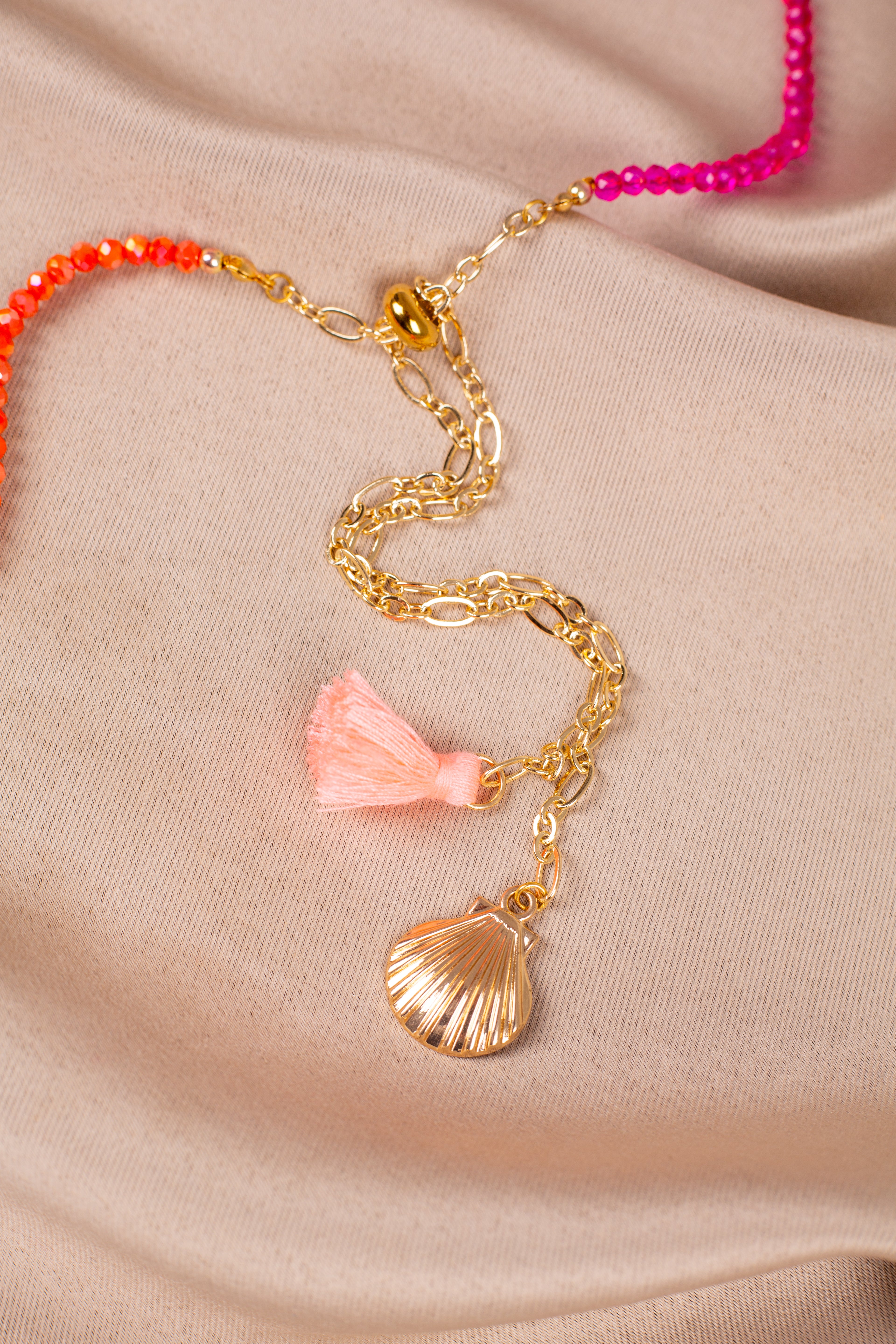 Bareeq Necklace in Orange and Hot Pink