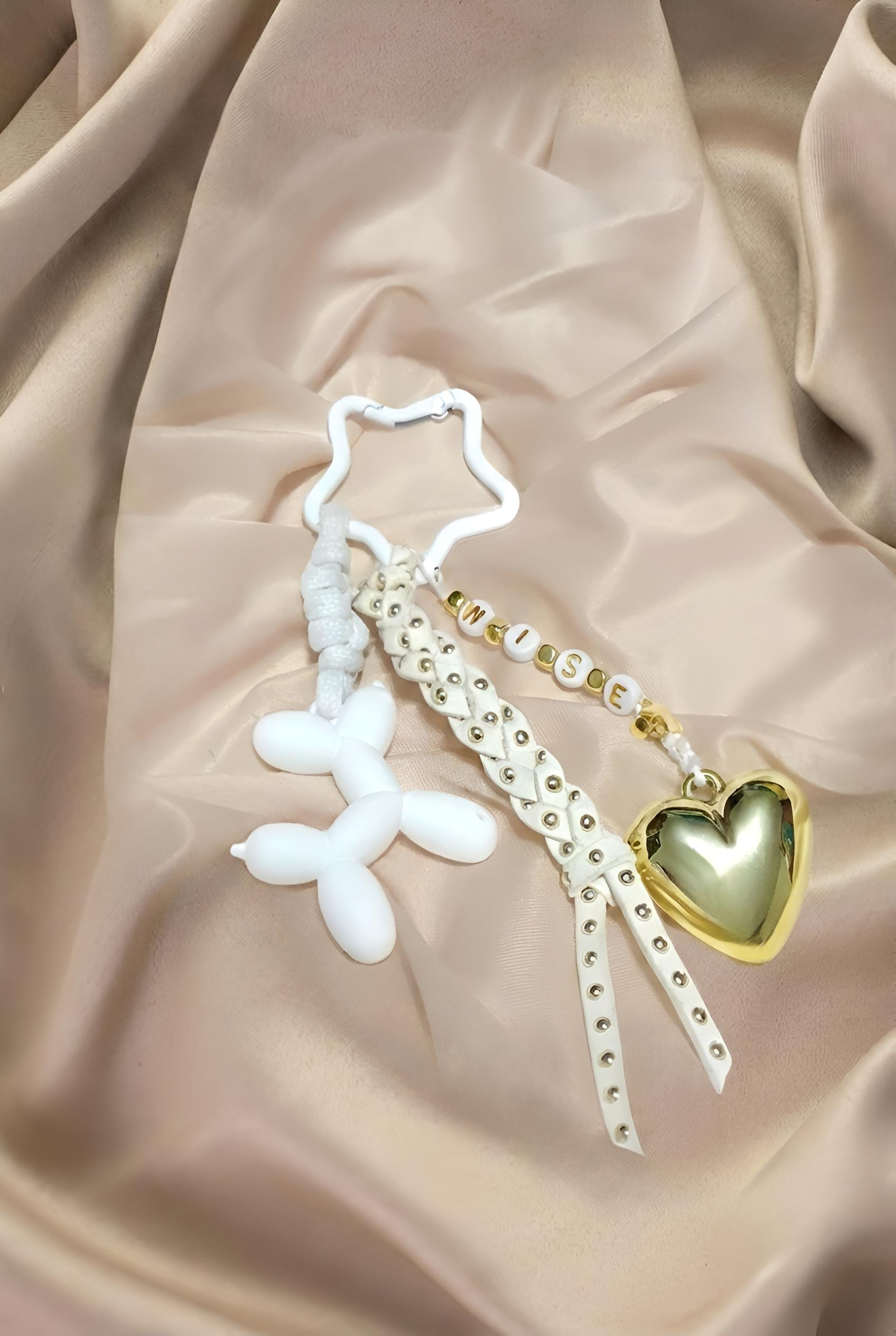 WISE Bag Charm in White and Gold